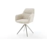 DELIFE Eetkamerstoel Pejo-Flex koord beige kruisframe hoekig roestvrij staal pocketveer kern