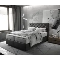 DELIFE Boxspringbed Dream-Great 140x200 cm Microvezel Antraciet Vintage met TFK Matras en Visco Topper