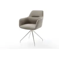 DELIFE Eetkamerstoel Pejo-Flex echt leer mud kruisframe conisch roestvrij staal pocketveer kern