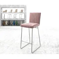 DELIFE Barstoel Luiga-Flex fluweel rosé slipframe roestvrij staal