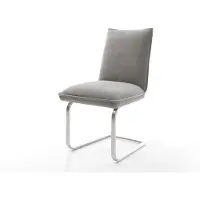 DELIFE Sledemodel Lelio-Flex zachte stof met structuur grijs sledemodel vlak roestvrij staal pocketveer kern