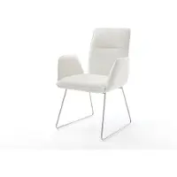 DELIFE Eetkamerstoel Vinja-Flex bouclé zacht beige slipframe roestvrij staal