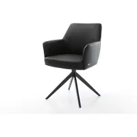 DELIFE Draaistoel Xana-Flex met armleuning echt leer zwart kruisframe breed zwart 360° draaibaar rocker-functie pocketveer kern