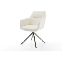 DELIFE Draaistoel Pejo-Flex bouclé wit kruisframe breed grafiet 360° draaibaar rocker-functie pocketveer kern