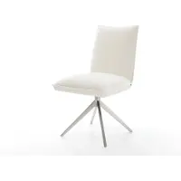 DELIFE Draaistoel Lelio-Flex bouclé zacht beige kruisframe breed roestvrij staal 360° draaibaar rocker-functie pocketveer kern