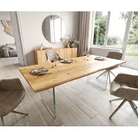 DELIFE Eettafel Edge 200x100x2,5-3 eiken natuur glas Live-Edge