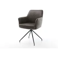 DELIFE Draaistoel Xana-Flex met armleuning microvelours antraciet vintage kruisframe conisch zwart 180° draaibaar pocketveer kern