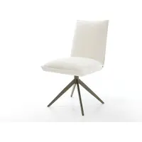 DELIFE Draaistoel Lelio-Flex bouclé zacht beige kruisframe breed afwerking met titanium 360° draaibaar rocker-functie pocketveer kern