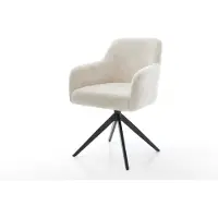 DELIFE Draaistoel Greg-Flex pluchen crème-wit kruisframe breed zwart 360° draaibaar rocker-functie pocketveer kern