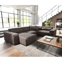 DELIFE Woonkamerlandschap Sirpio 300x210 cm microvezel Khaki bruin recamiere variabele