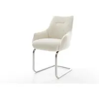 DELIFE Sledemodel Alja-Flex met armleuning teddy beige sledemodel vlak roestvrij staal pocketveer kern