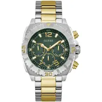 GUESS Analoog horloge 'Traction' goud / groen / zilver