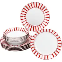 MamboCat 12-delig servies SPLIT RED porselein voor 6 personen