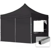 TOOLPORT 3x3 m Easy up partytent, ECONOMY alu 32mm met zijwanden (panorama), zwart