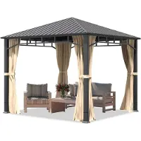 TOOLPORT Tuinpaviljoen Hardtop Sunset Superior, crème, 3x3 m