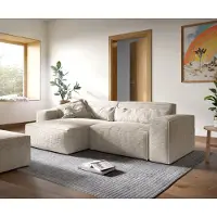 DELIFE Hoekbank Sirpio XL 270x170 cm koord beige recamiere variabel met kruk