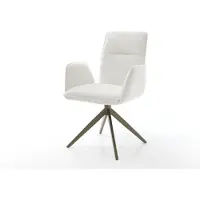 DELIFE Draaistoel Vinja-Flex bouclé zacht beige kruisframe breed afwerking met titanium 360° draaibaar rocker-functie