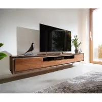 DELIFE Tv-meubel Stonegrace 240 cm acacia bruin 2 deuren 2 laden 1 legplank steenfineer zwevend