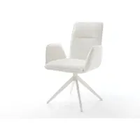 DELIFE Draaistoel Vinja-Flex bouclé zacht beige kruisframe breed wit 360° draaibaar rocker-functie