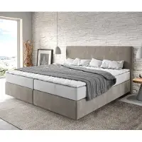 DELIFE Boxspringbed Dream-Well microvezel beige 200x200 cm met pocketveringmatras en Visco topperBoxspringbed Dream-Well microvezel beige 200x200 cm met pocketveringmatras en Visco topper