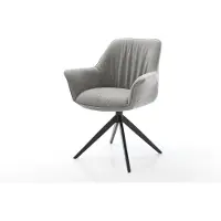 DELIFE Draaistoel Keila-Flex met armleuning zachte stof met structuur grijs kruisframe breed zwart 360° draaibaar rocker-functie
