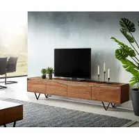 DELIFE Tv-meubel Stonegrace 220 cm acacia bruin boomkant 4 deuren V-poot zwart