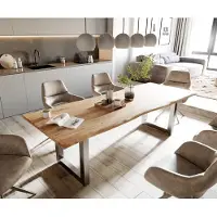 DELIFE Eettafel Edge 260x100 acacia natuur roestvrijstaal breed Live-Edge