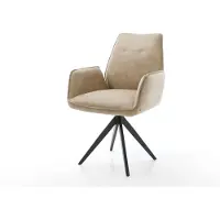 DELIFE Eetkamerstoel Zoa-Flex microvelours beige vintage kruisframe hoekig zwart pocketveer kern
