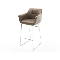 DELIFE Barstoel Yulo-Flex vintage taupe slipframe roestvrijstaal