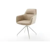DELIFE Eetkamerstoel Pejo-Flex microvelours beige vintage kruisframe conisch roestvrij staal pocketveer kern