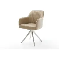 DELIFE Eetkamerstoel Greg-Flex microvelours beige vintage kruisframe hoekig roestvrij staal pocketveer kern