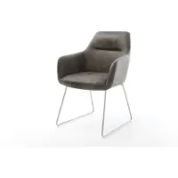 DELIFE Eetkamerstoel Pejo-Flex microvelours grijs antiek slipframe roestvrij staal pocketveer kern