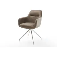 DELIFE Eetkamerstoel Pejo-Flex microvelours taupe vintage kruisframe conisch roestvrij staal pocketveer kern