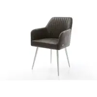DELIFE Eetkamerstoel Greg-Flex microvelours antraciet vintage 4-poot conisch roestvrij staal pocketveer kern