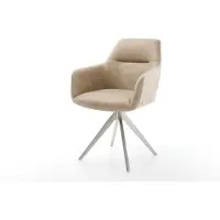 DELIFE Eetkamerstoel Pejo-Flex microvelours beige vintage kruisframe hoekig roestvrij staal pocketveer kern