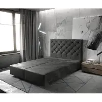 DELIFE Boxspring-frame Dream-Great 140x200 microvezel antraciet Vintage