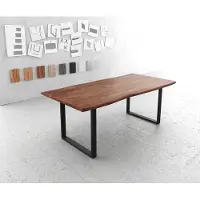 DELIFE Eettafel Edge 200x100 acacia bruin metaal zwart Live-Edge