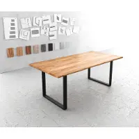 DELIFE Eettafel Edge 200x100 acacia natuur metaal zwart Live-Edge