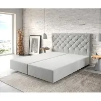 DELIFE Boxspring-frame Dream-Great 160x200 microvezel zilvergrijs