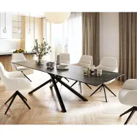 DELIFE Eettafel Edge 300x100cm Laminam keramiek bruin middenpoot kruis zwart