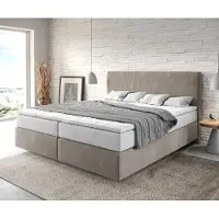 DELIFE Boxspringbed Dream-Well Microvezel Beige 180x200 cm met TFK Matras en Visco Topper