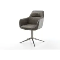 DELIFE Draaistoel Pejo-Flex microvelours grijs antiek kruispoot grafiet 360° draaibaar rocker-functie pocketveer kern