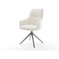 DELIFE Draaistoel Zelia-Flex met armleuning bouclé zacht beige kruisframe breed grafiet 360° draaibaar rocker-functie pocketveer kern