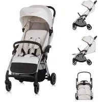 Chipolino kinderwagen Illusion, inklapbaar, verstelbare voetsteun, vering, mand in beige kleur