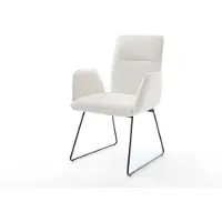 DELIFE Eetkamerstoel Vinja-Flex bouclé zacht beige slipframe zwart