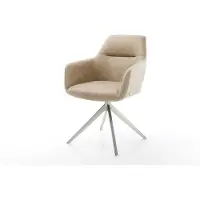 DELIFE Draaistoel Pejo-Flex microvelours beige vintage kruisframe breed roestvrij staal 360° draaibaar rocker-functie pocketveer kern