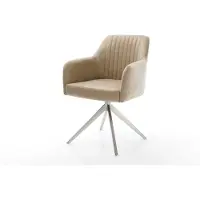 DELIFE Draaistoel Greg-Flex microvelours beige vintage kruisframe breed roestvrij staal 360° draaibaar rocker-functie pocketveer kern
