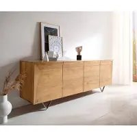 DELIFE Dressoir Kayu 200x40x70 cm acacia natuur 4 deuren V-poot