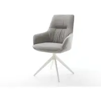 DELIFE Draaistoel Zelia-Flex met armleuning zachte stof met structuur grijs kruisframe breed wit 360° draaibaar rocker-functie pocketveer kern