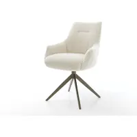 DELIFE Draaistoel Alja-Flex met armleuning teddy beige kruisframe breed afwerking met titanium 360° draaibaar rocker-functie pocketveer kern
